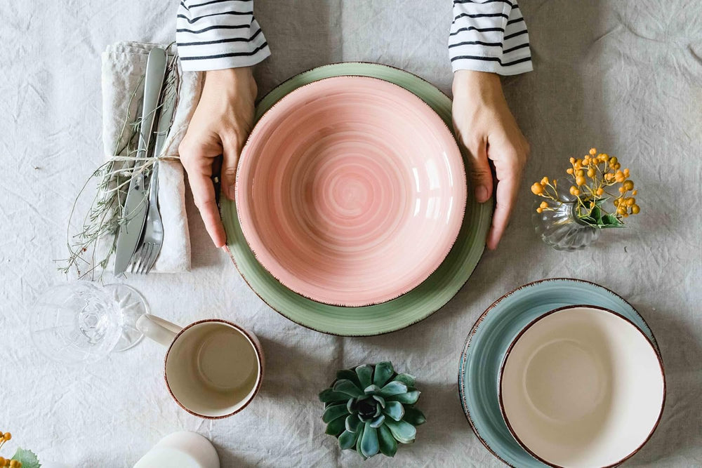 MÄSER 931612 Bel Tempo II Service de table vintage pour 6 personnes, 30 pièces, service combiné en céramique peinte à la main bleue, grès, bleu fumé