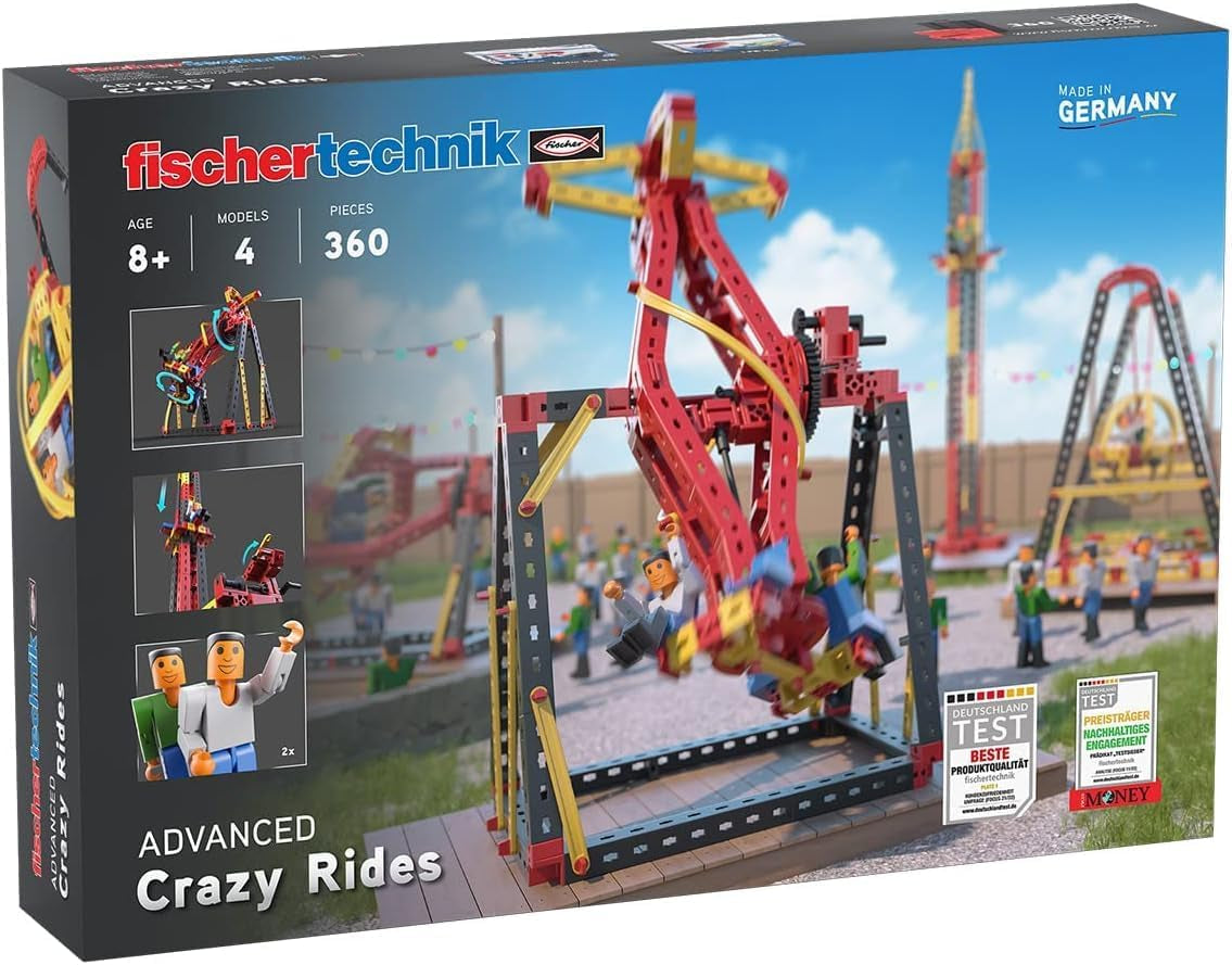fischertechnik 569019 Advanced Crazy Rides - Bausatz Freizeitpark, Baukasten mit Karussell und Free Fall Tower, Kinder ab 8 Jahre