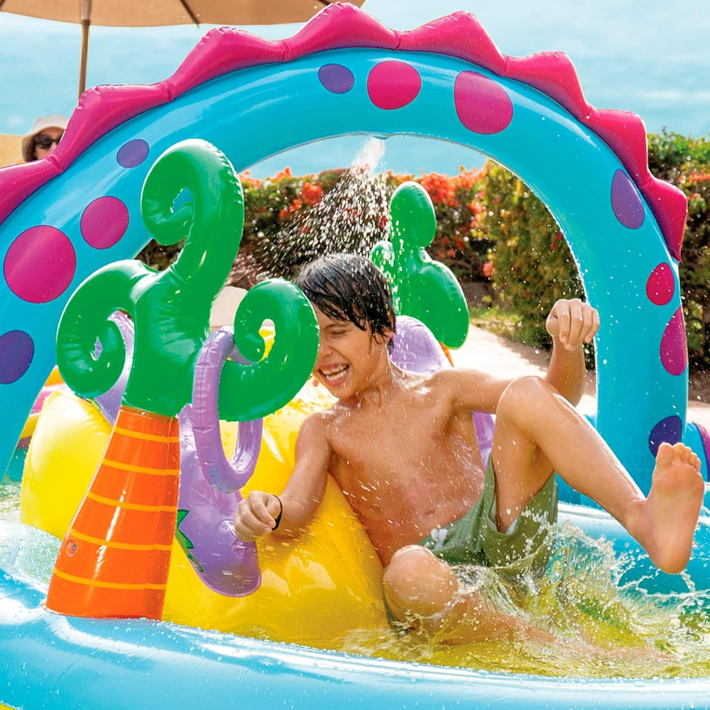 Intex 57135NP - Centre de jeu gonflable Dinoland, Vinyle, Multicolore, 302x229x112 cm