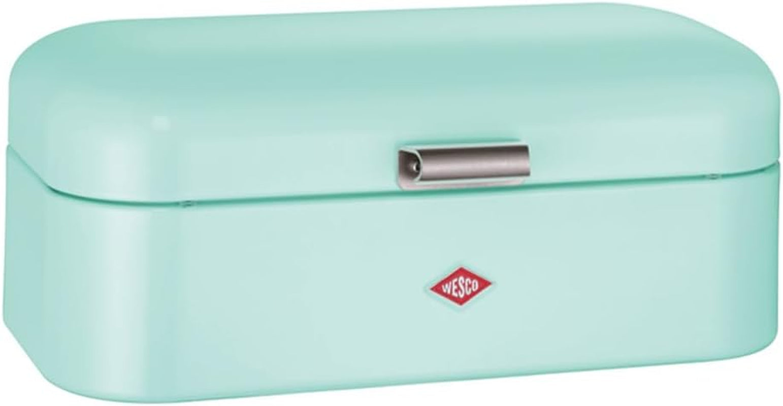 Boîte à pain Wesco Grandy en noir mat, tôle d'acier enduite de poudre, trous d'aération et poignée robuste Boîtes de conservation des aliments Naty Shop Menthe