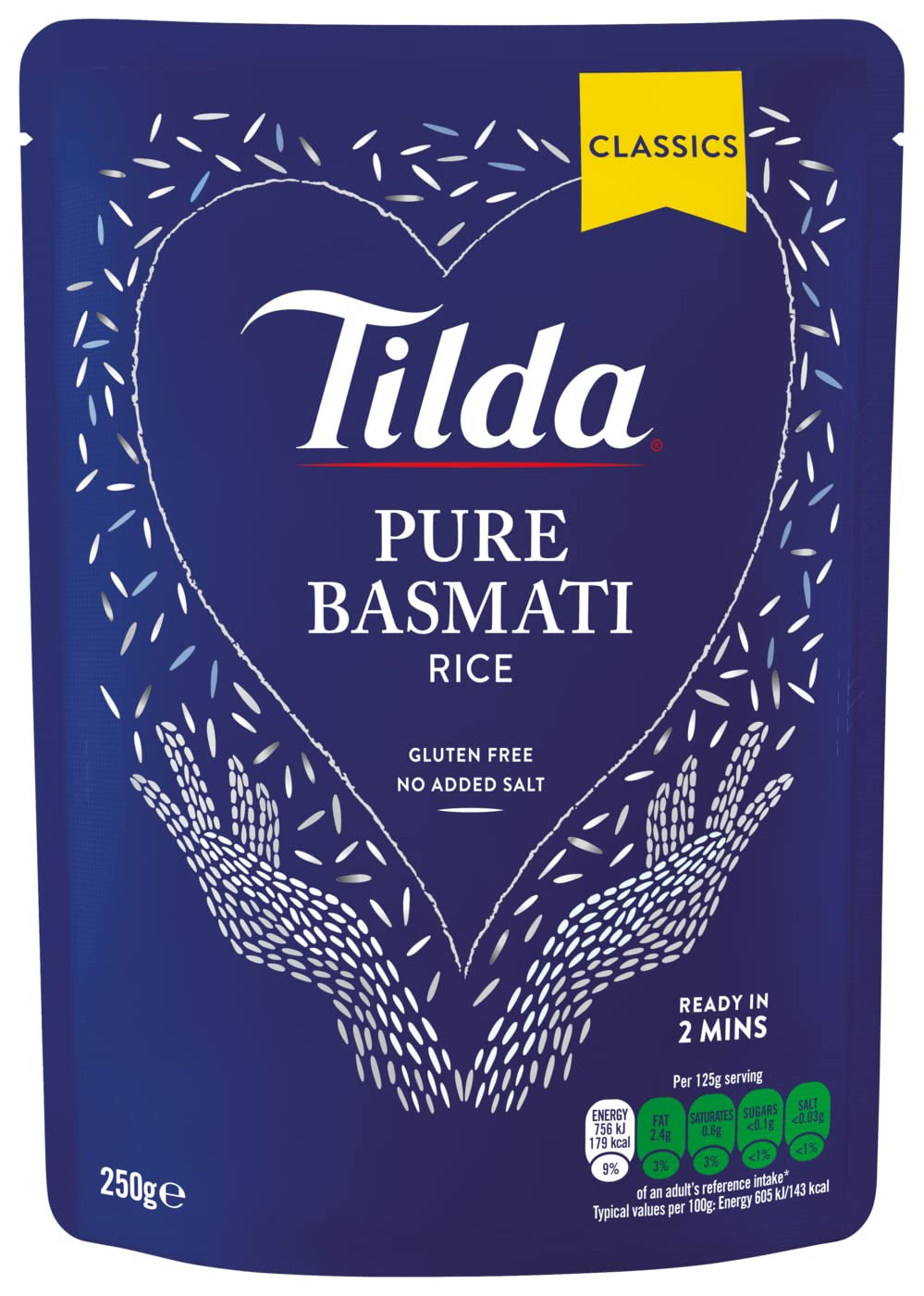 Riz basmati cuit à la vapeur Tilda, paquet de 6 (6x250g)