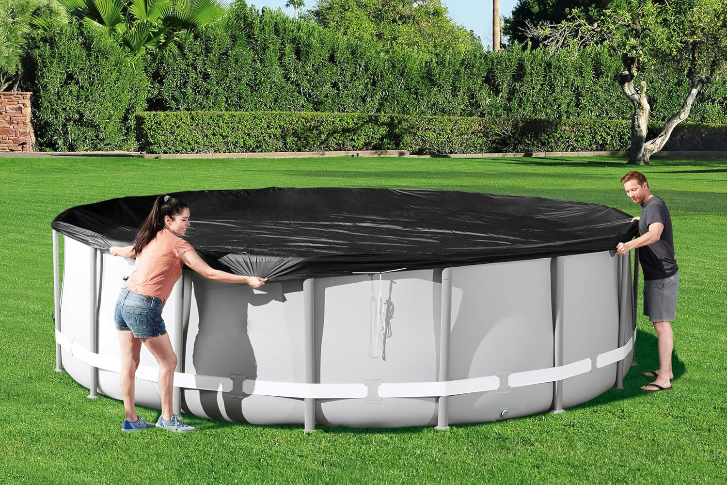 Prelată Bestway din PVC Ø 493 cm, neagră, rotundă