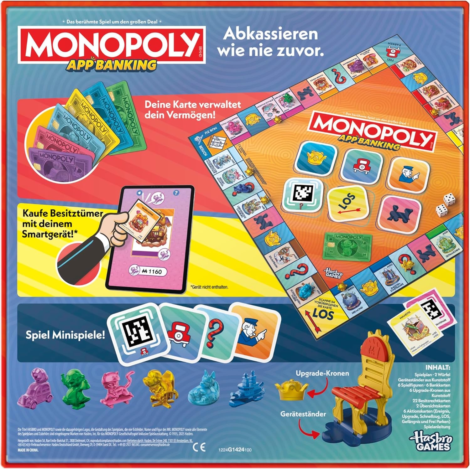 Monopoly Board Game App Banking - Version allemande, version moderne du jeu électronique classique pour les enfants à partir de 8 ans, pour 2 à 6 joueurs