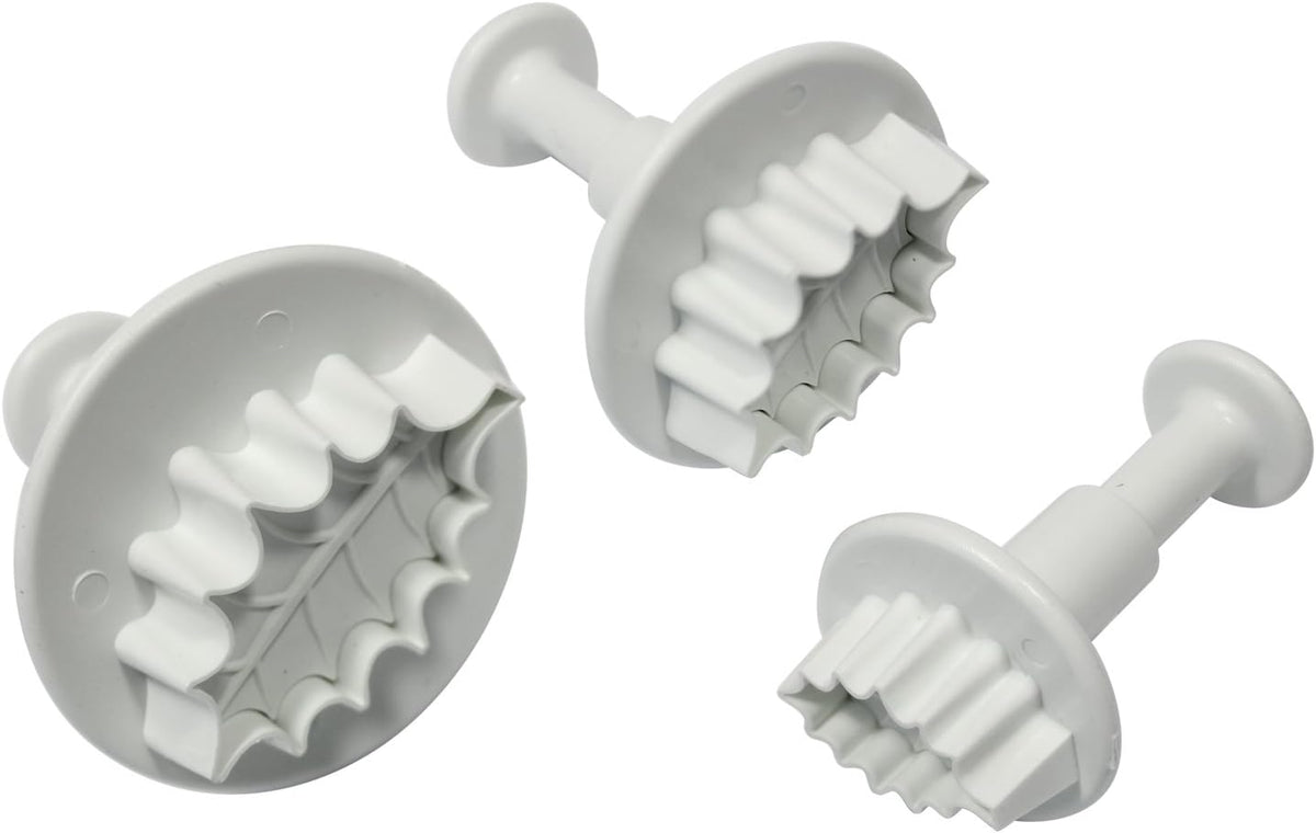 HL544 Matrices de gaufrage de feuilles Ilex nervurées, petites, moyennes et grandes, plastique, blanc, lot de 3