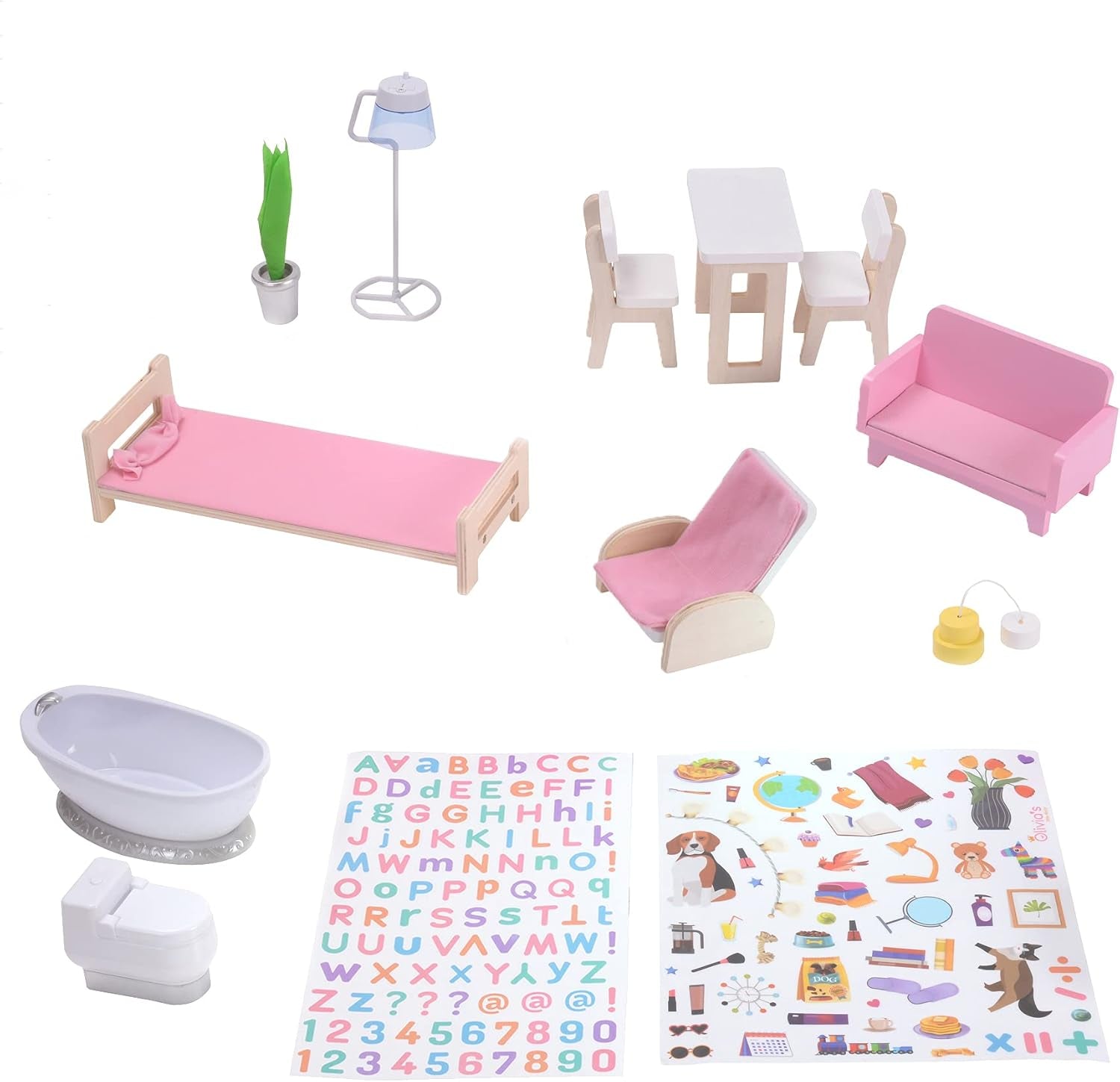 Olivia's Little World Dreamland Maison de poupée interactive en bois à 3 niveaux avec 13 accessoires de meubles de poupée Blanc TD-13632A