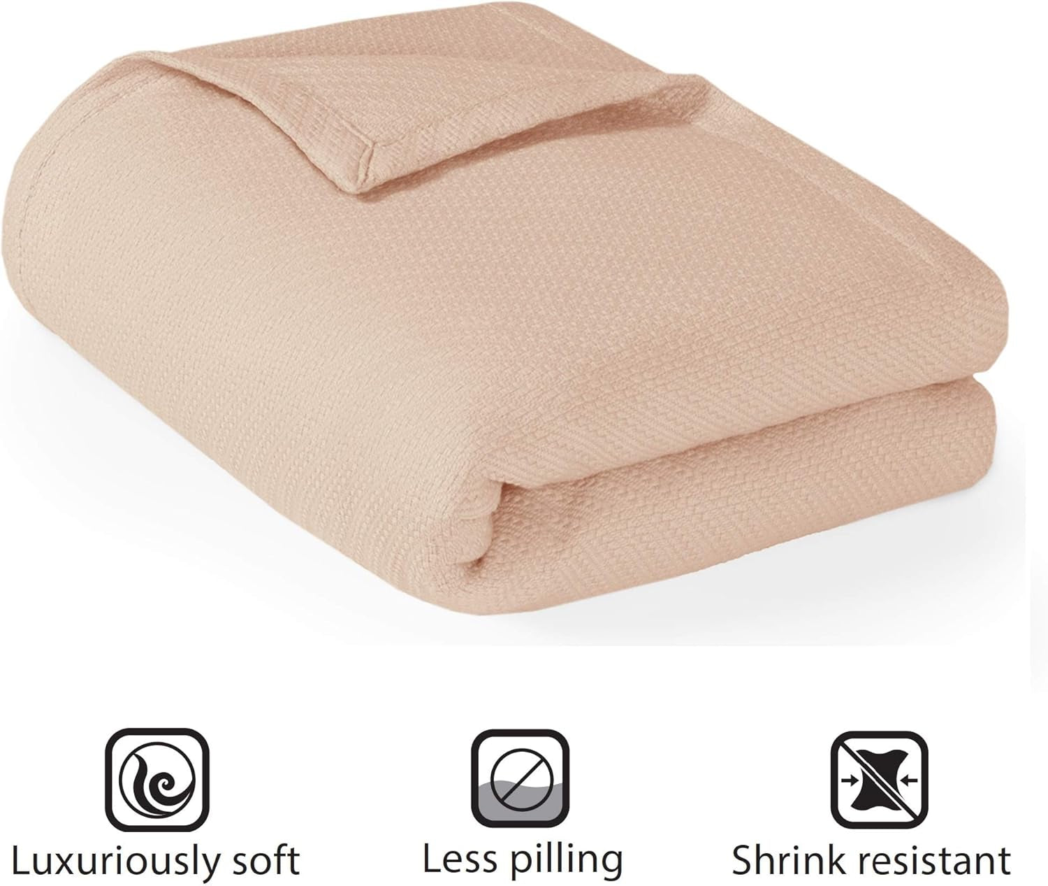 Madison Park Couverture de luxe en coton liquide de haute qualité, douce et confortable 100 % coton filé à l'anneau pour lit, canapé ou canapé Blush Full/Queen Quilts & Quilts Naty Shop