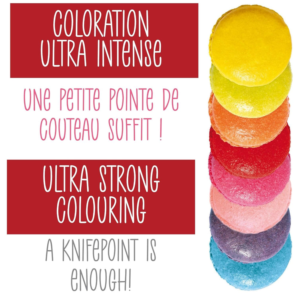 Scrapcooking - Lot de 9 colorants alimentaires en poudre - Bleu, Jaune, Rose, Violet, Orange, Vert anis, Rouge, Rose poudré, Noir - Colorant en poudre comestible pour gâteaux, muffins, macarons - 4270