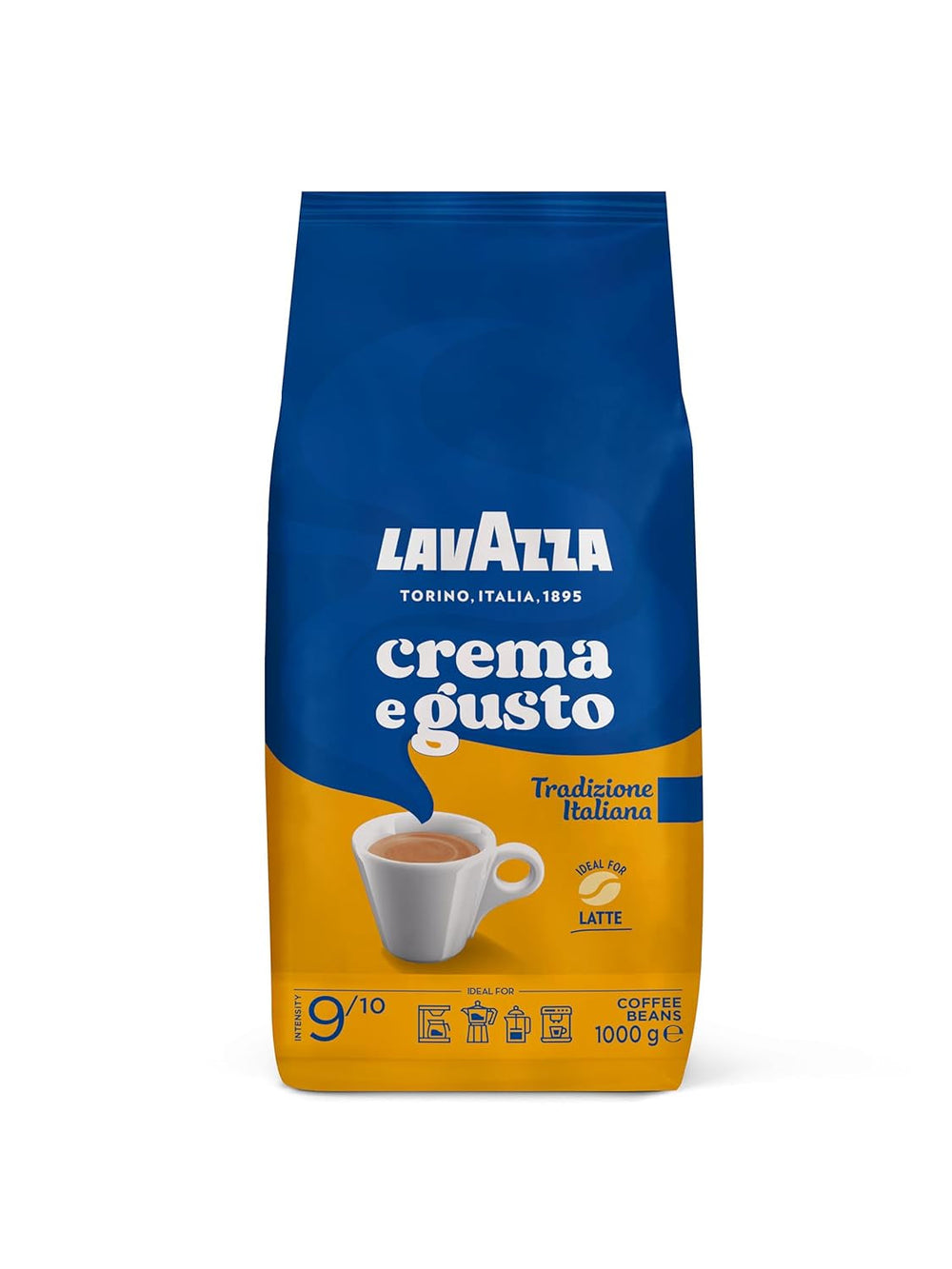 Café en grains Lavazza, Crema E Aroma, Arabica et Robusta, idéal pour machines à expresso Cafea Naty Shop 1 Kg Crema E Gusto