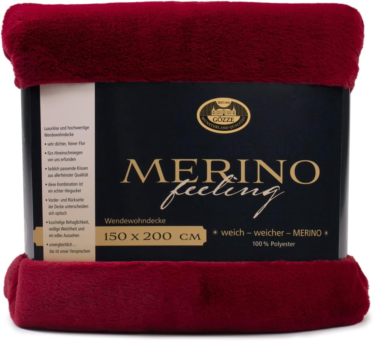 Gözze - Couverture Confortable, Réversible, Haute Densité 600 G/M², 150 X 200 Cm - Lits et Couvertures Vert Foncé Besuche den Gözze-Store Rouge Carmin 150 X 200 Cm