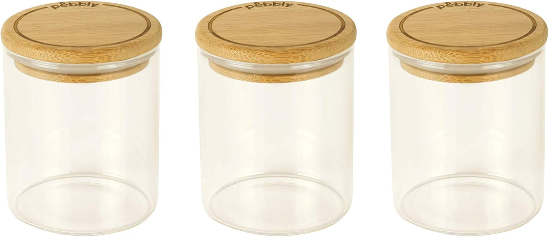 Lot de 3 récipients carrés en verre avec couvercle en bambou-800 ml, verre borosilicate, bambou, silicone, naturel, 11 x 11 x 11 cm Boîtes de conservation alimentaire Naty Shop Lot de 3 Boîtes À Épices -180Ml