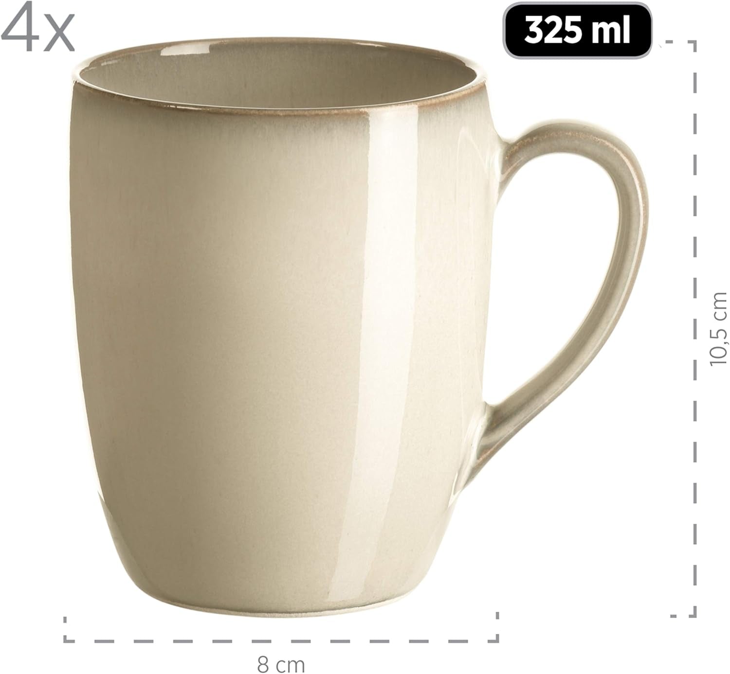 MÄSER 931736 service de table pour 4 personnes au look méditerranéen vintage, service combiné avec 16 pièces en gris sable, céramique, gris sable