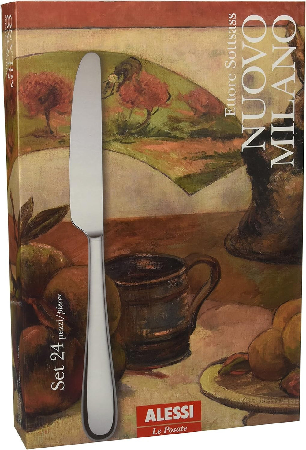 Alessi 5180S24M Nuovo Milano Ménagère monobloc 24 pièces en acier inoxydable poli 18/10 Cuisine Naty Shop