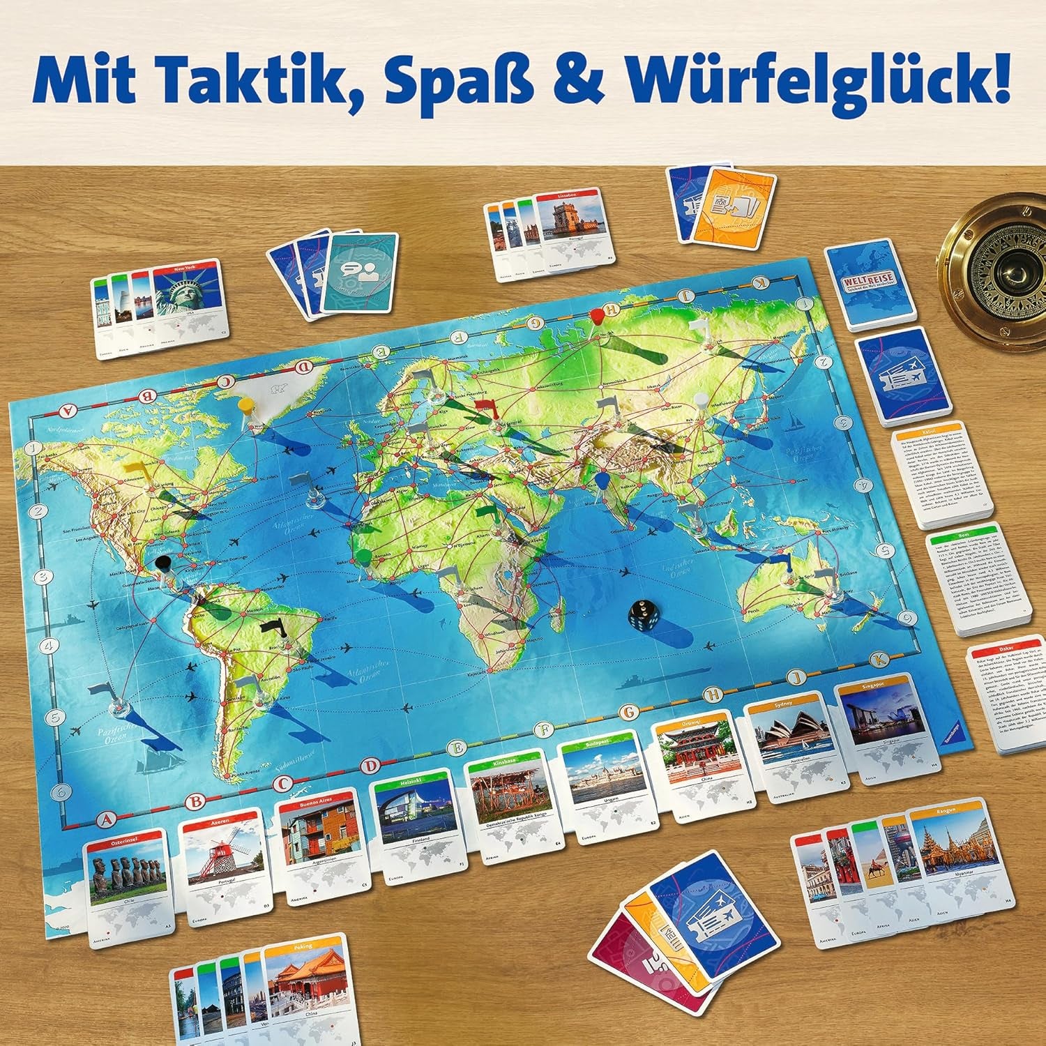 Ravensburger Family Game 26888 - World Tour - Classique pour les familles à partir de 8 ans - Jeu de société, voyage dans le monde, jeu de société pour jusqu'à 6 joueurs - 170+ villes