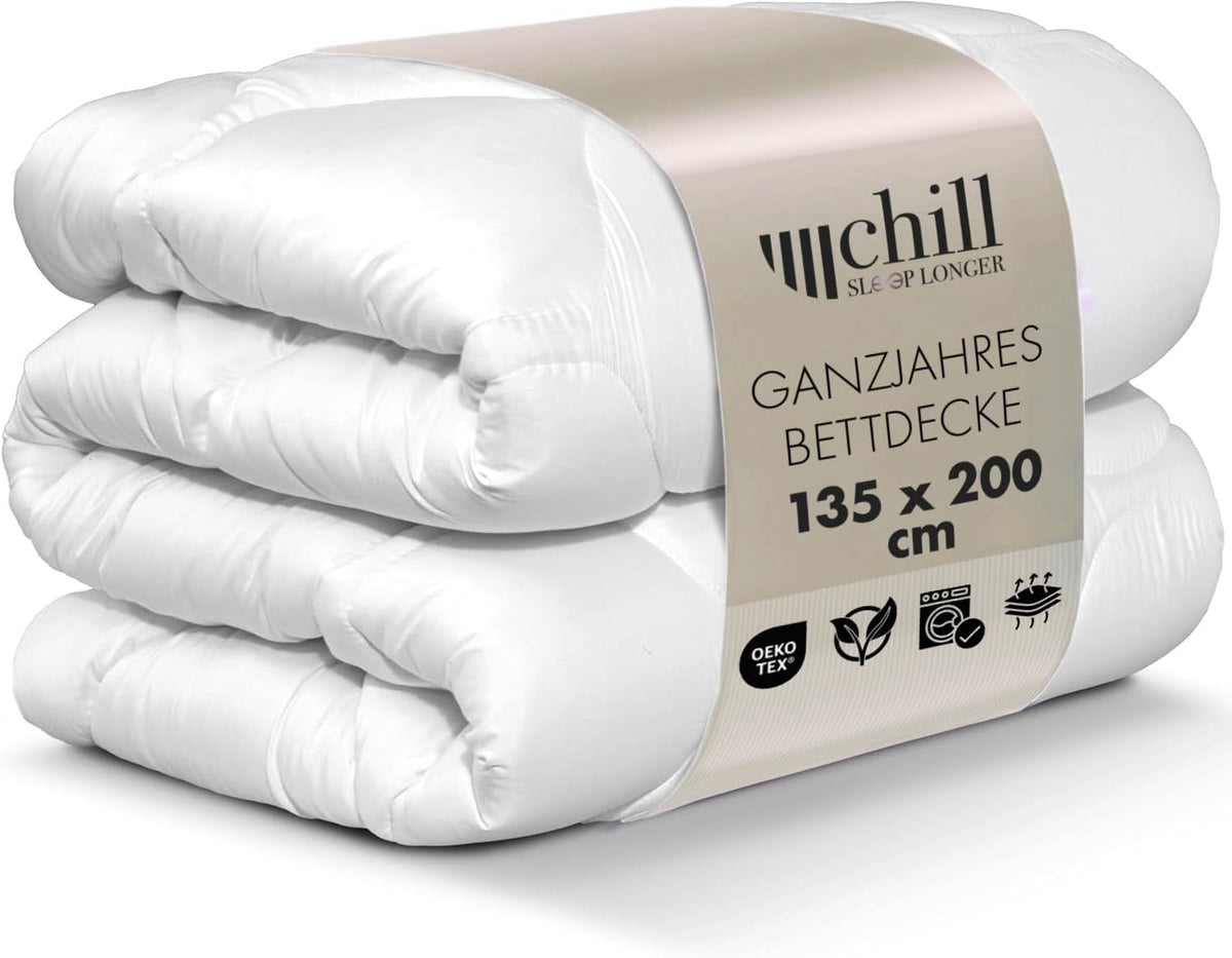 Couette toutes saisons 135 x 200 – Couette légère 135 x 200 – Respirante et lavable et 100 % végétalienne – Couette en maille climatique et bande de confort pour dormir – Remplissage 800 g Naty Shop Couettes et couettes 135 x 200