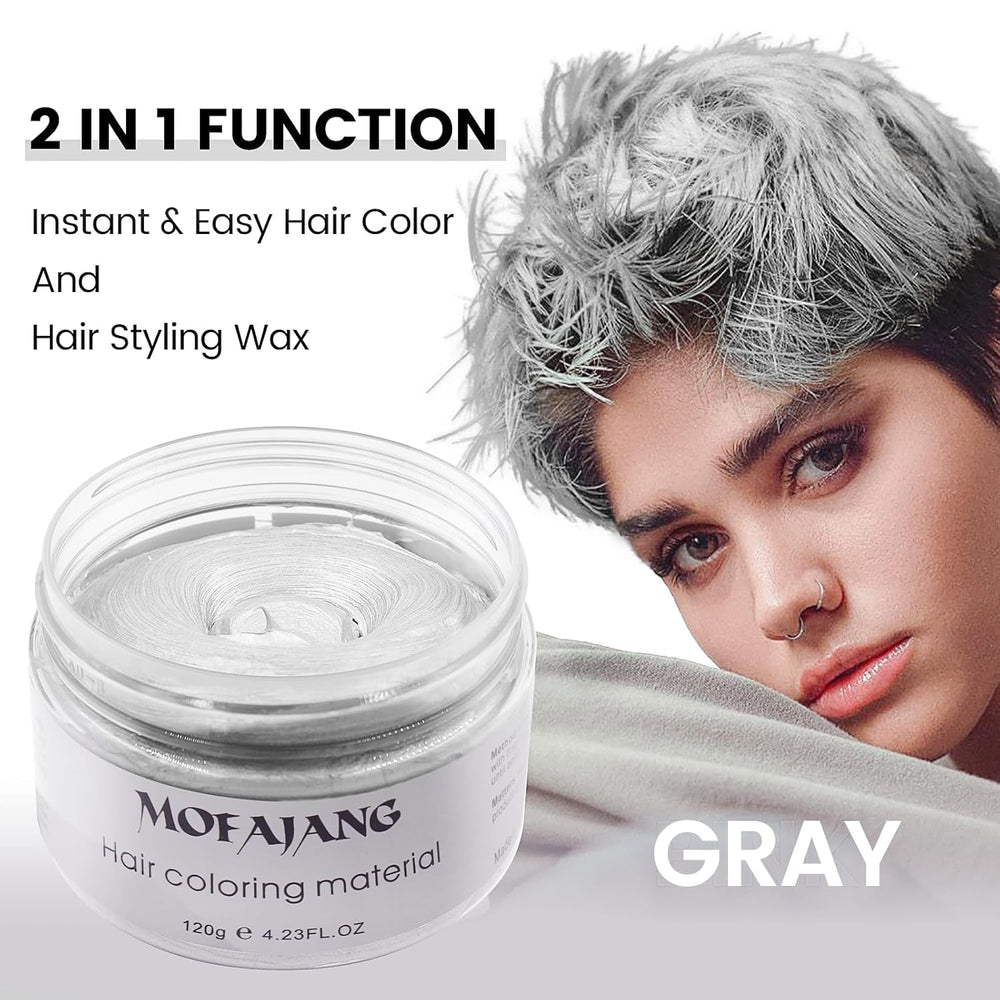 Coloration capillaire temporaire, ton de cheveux coiffant pour hommes femmes, pommade capillaire naturelle, cire de teinture capillaire pour fête, cosplay et Halloween, 4,23 oz (gris argenté) Naty Shop Coloration capillaire