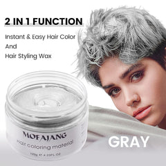 Coloration capillaire temporaire, ton de cheveux coiffant pour hommes femmes, pommade capillaire naturelle, cire de teinture capillaire pour fête, cosplay et Halloween, 4,23 oz (gris argenté) Naty Shop Coloration capillaire