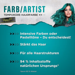 got2b Colour/Artist 097 Mermaid Green Niveau 2 (3x 80 ml), teinture capillaire temporaire fait briller les cheveux dans des couleurs intenses ou des tons pastel, la teinture capillaire dure 12-15 lavages, formule végétalienne Teinture capillaire Naty Shop