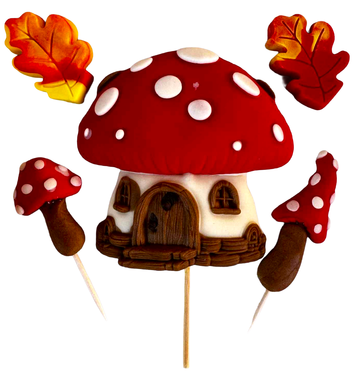 Décorations Comestibles Lot de 5 Automne - Décorations en Pâte à Sucre, Tailles 4-9 cm