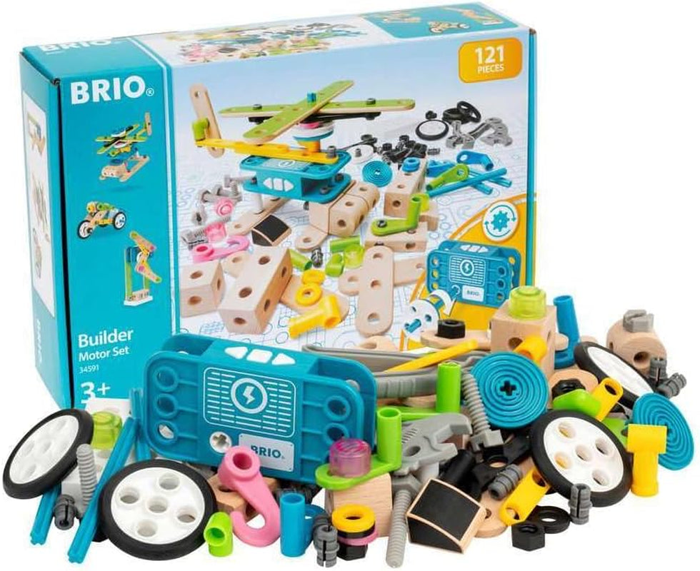 BRIO Builder 34591 Motor-Konstruktionsset 120 TLG. - Set mit Motor zum Konstruieren von Hubschraubern, Autos und beweglichen Objekten Builder Konstruktionssystem - Für Kinder ab 3 Jahren