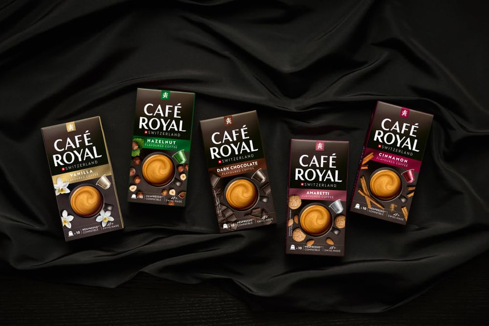 Café aromatisé Café Royal Caramel – Capsules de café compatibles Nespresso®, crémeuses, helle Röstung, 100 % Arabica, Rainforest Alliance, 100 capsules