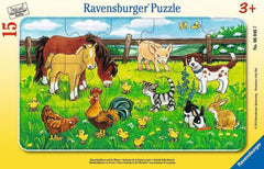 Ravensburger Puzzle pour enfants - 06046 Animaux de la ferme dans la prairie - Puzzle encadré de 15 pièces pour les 3 ans et plus Puzzle Naty Shop Titre par défaut