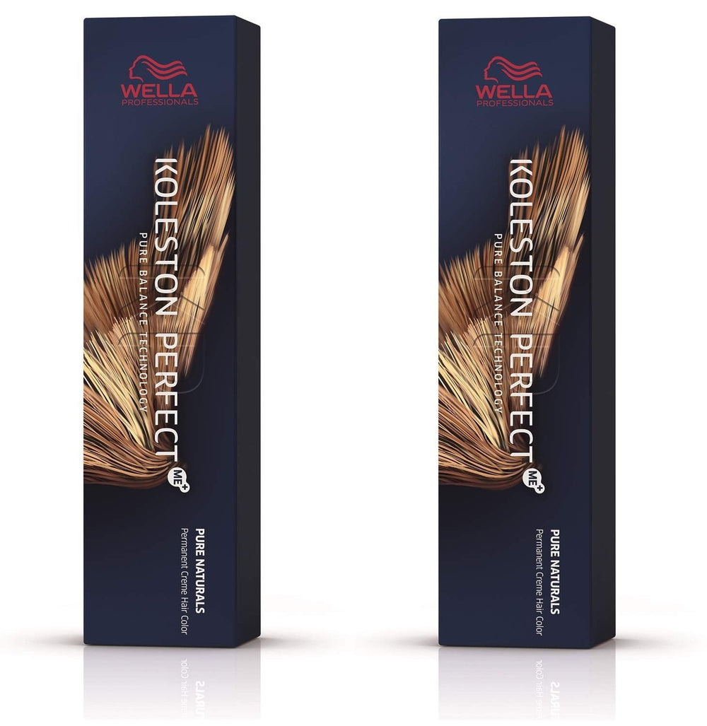 Wella Professionals Wella Koleston Perfect ME KP Pure Naturals 5/00 Châtain Clair Naturel Intense, lot de 2 Teinture capillaire Naty Shop Marron, blanc 60 ml (lot de 2)