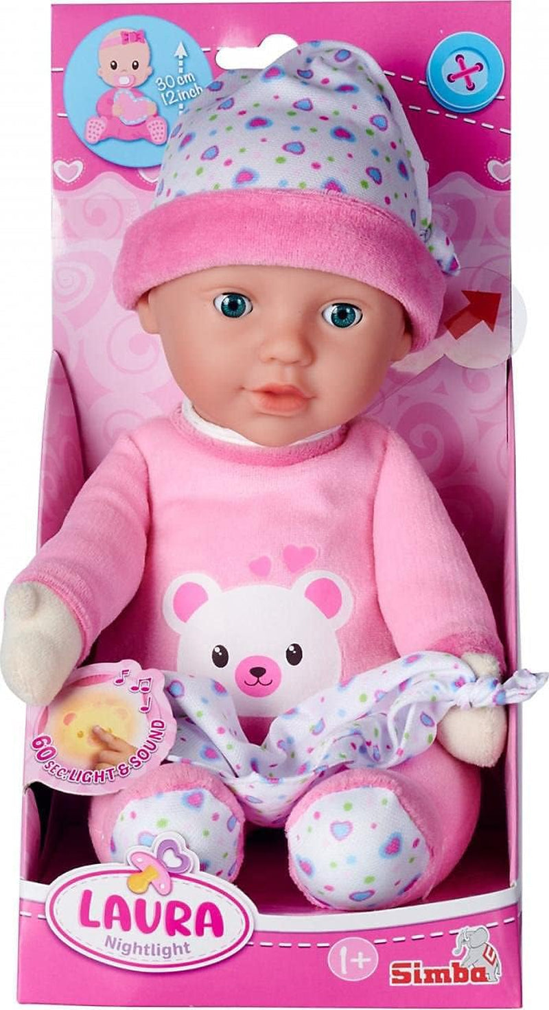 Simba Laura Nachtlicht / Weichkörperpuppe mit Licht und Melodie / 60 Sekunden Laufzeit / 30cm / Für Kinder ab 12 Monaten