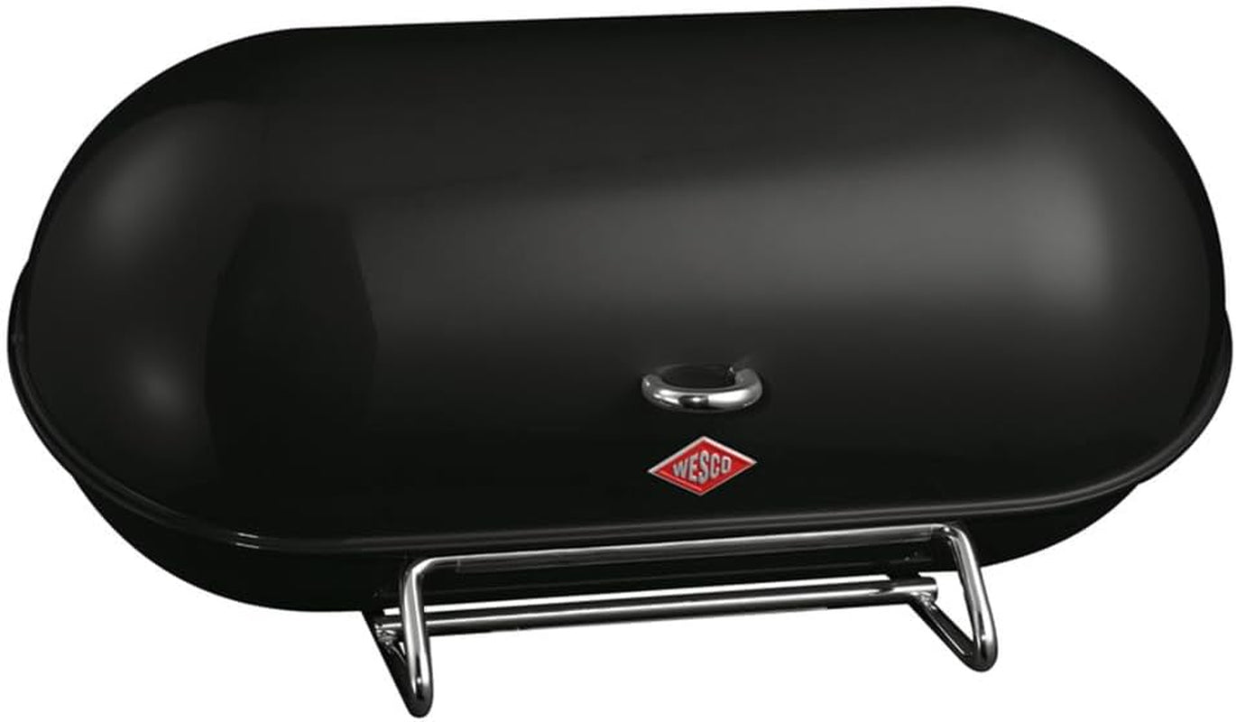 WESCO Breadboy Boîte à pain avec couvercle à charnière sans hochet en tôle d'acier enduite de poudre rouge Trous de ventilation et poignée robuste Boîtes de conservation des aliments Naty Shop Noir