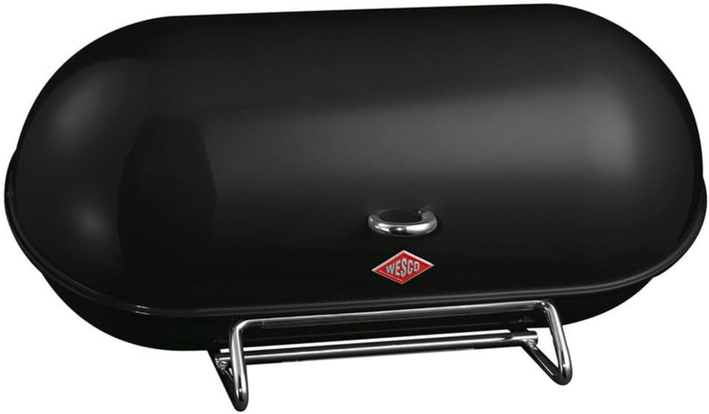 Coș pentru pâine WESCO Breadboy cu capac articulat fără zăngănit, de culoare roșie, din tablă de oțel acoperită cu pulbere, găuri de ventilație și mâner robust Cutii depozitare alimente Naty Shop Negru