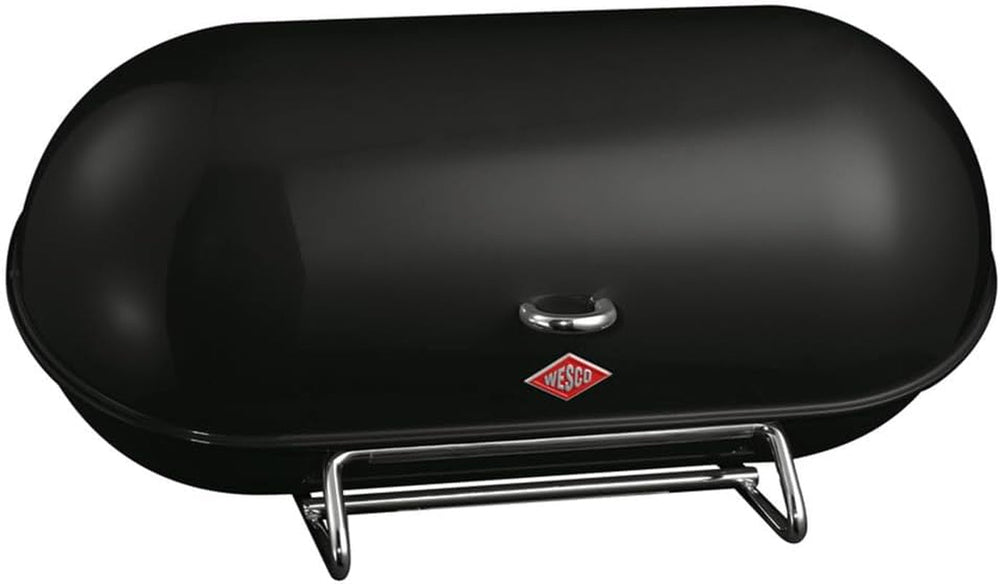 WESCO Breadboy Boîte à pain avec couvercle à charnière sans hochet en tôle d'acier enduite de poudre rouge Trous de ventilation et poignée robuste Boîtes de conservation des aliments Naty Shop Noir