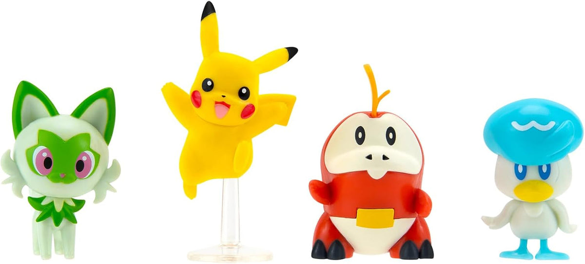 Pokémon PKW3402 - Battle Figure Multipack - pack de 4 avec Pikachu, Croc, Kwaks, Felori, figurines officielles détaillées, 5 cm chacune Figurines d'action Naty Shop Titre par défaut