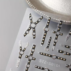 2PCS 5D Embossed Gothic Punk Nagelsticker, Nagel Sticker Selbstklebend Kreuz et X-Form Halloween Nagelaufkleber, Nageldesign Zubehör Für Damen Nail Art