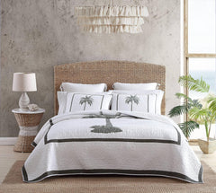 Tommy Bahama Collection Palm Island | Couette - 100% coton, réversible, douce et respirante, prélavée pour plus de douceur, lit king size, gris Naty Shop Couettes et édredons Gris King
