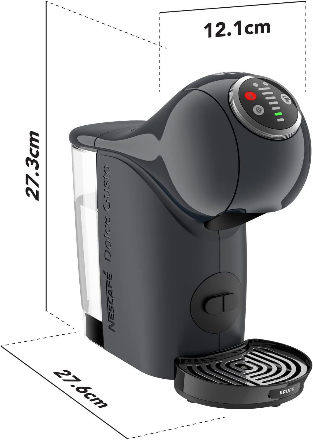 NESCAFÉ Dolce Gusto Genio S Plus de Krups, machine à café à capsules compacte, capacité 0,8 litre, 1500 watts, avertisseur automatique de détartrage, gris sidéral, KP340B