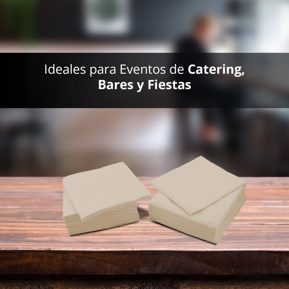 Paquet de 300 serviettes en papier cocktail, 100 % recyclables et biodégradables, porte-serviettes en acier inoxydable, serviettes écologiques, 10 x 10 cm, pliées.