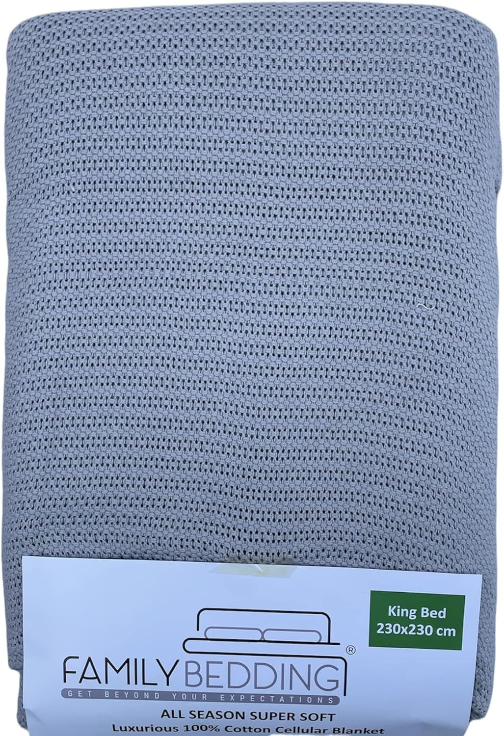 Family Bedding Couverture Cellulaire Rose pour Lit Double, Coton, Grand Couvre-lit Réversible, Légère, Thermique, Douce, Couverture Cellulaire Traditionnelle, Couettes 230 X 230 Cm Naty Shop Lit Double Gris (230X230Cm)