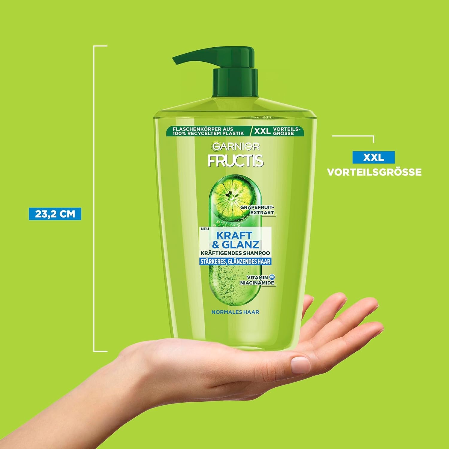 Garnier Fructis Strength And Shine Shampooing fortifiant à l'extrait de pamplemousse XXL, 1 litre Garnier Douche et bain