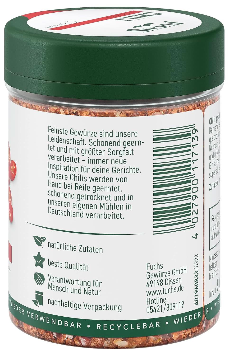 Fuchs Fulgi de chilli, 50 grame Condimente Naty Shop