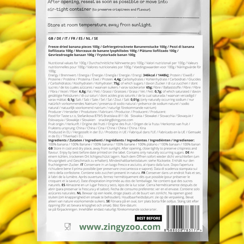 Bananes séchées au congélateur | Paquet 120g Bananes séchées sans sucre | Banane séchée au congélateur | Bananes aux fruits secs | Bananes fraîches lyophilisées | Tranches de banane lyophilisées Produits déshydratés Naty Shop