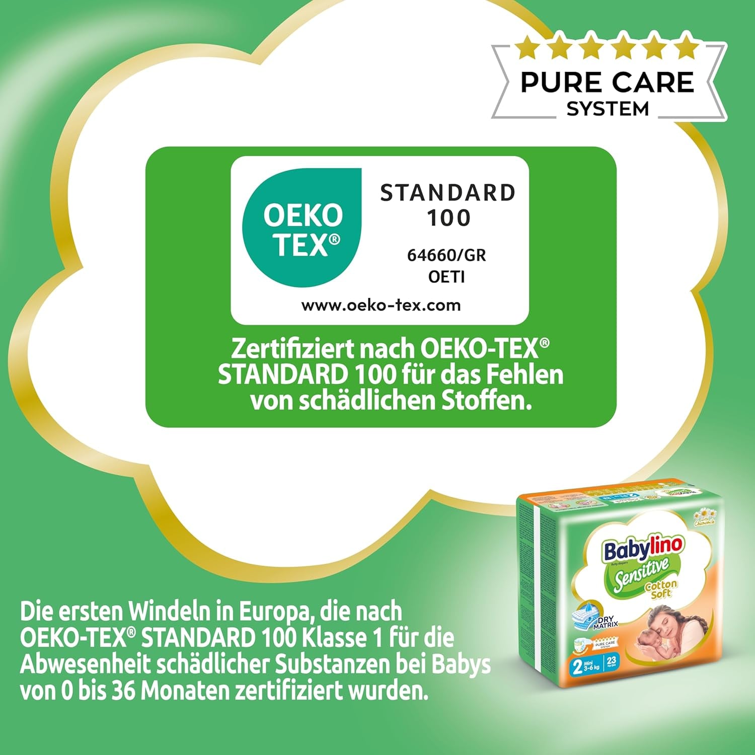 Couches pour bébés sensibles, taille 2, mini (3-6 kg), 192 couches