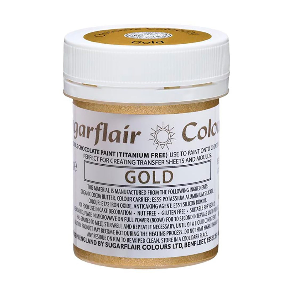 Colorant alimentaire Sugarflair Chocolate Gold - Beurre de cacao bio coloré, colorant chocolat pour colorer chocolat, pralines - 35 g