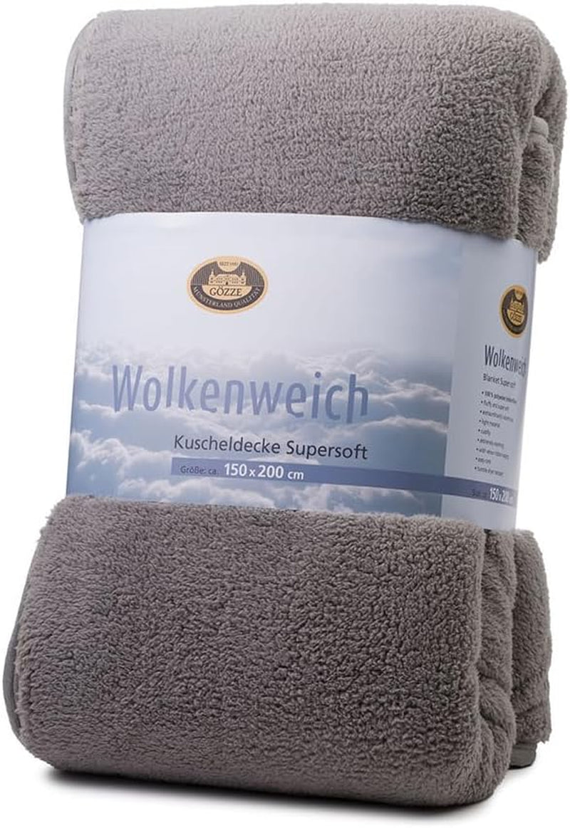 Gözze - Couverture doudou douce Cloud, imitation peau de mouton, 100% polyester (microfibre), 150 X 200 Cm - Couettes et couettes Camel Naty Shop argent