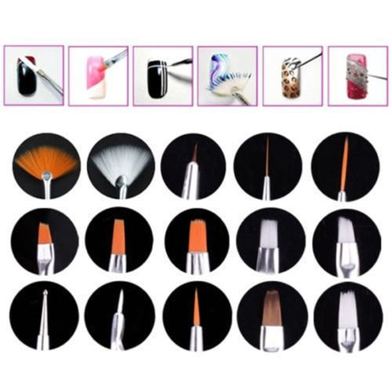 ® 20 X Pinceaux à Ongles Professionnels, Gel, Pinceaux de Peinture, Pinceaux d'Artiste, Kit de Pinceaux à Ongles Français, Ensemble d'Outils à Pointe Pointue, pour la Conception des Ongles, la Peinture, le Motif à Points, etc., avec Sac
