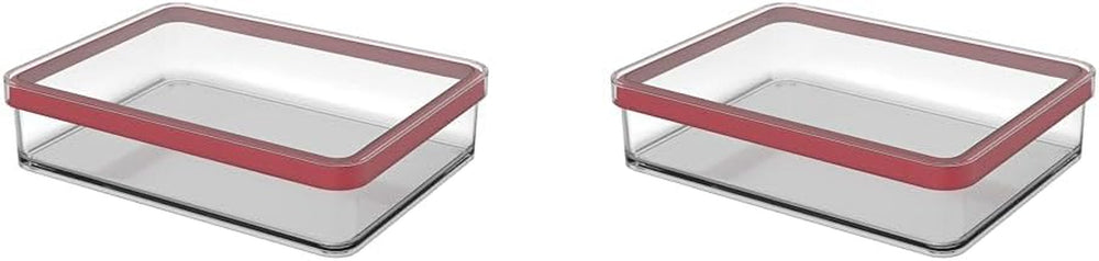 Rotho Loft Lot de 5 bocaux de conservation avec couvercles, différentes tailles, sans BPA, plastique de qualité alimentaire (PP), transparent/rouge, (21,4 x 21,4 x 23,5 cm) Naty Shop Boîtes de conservation alimentaire 1 litre de large (lot de 2)
