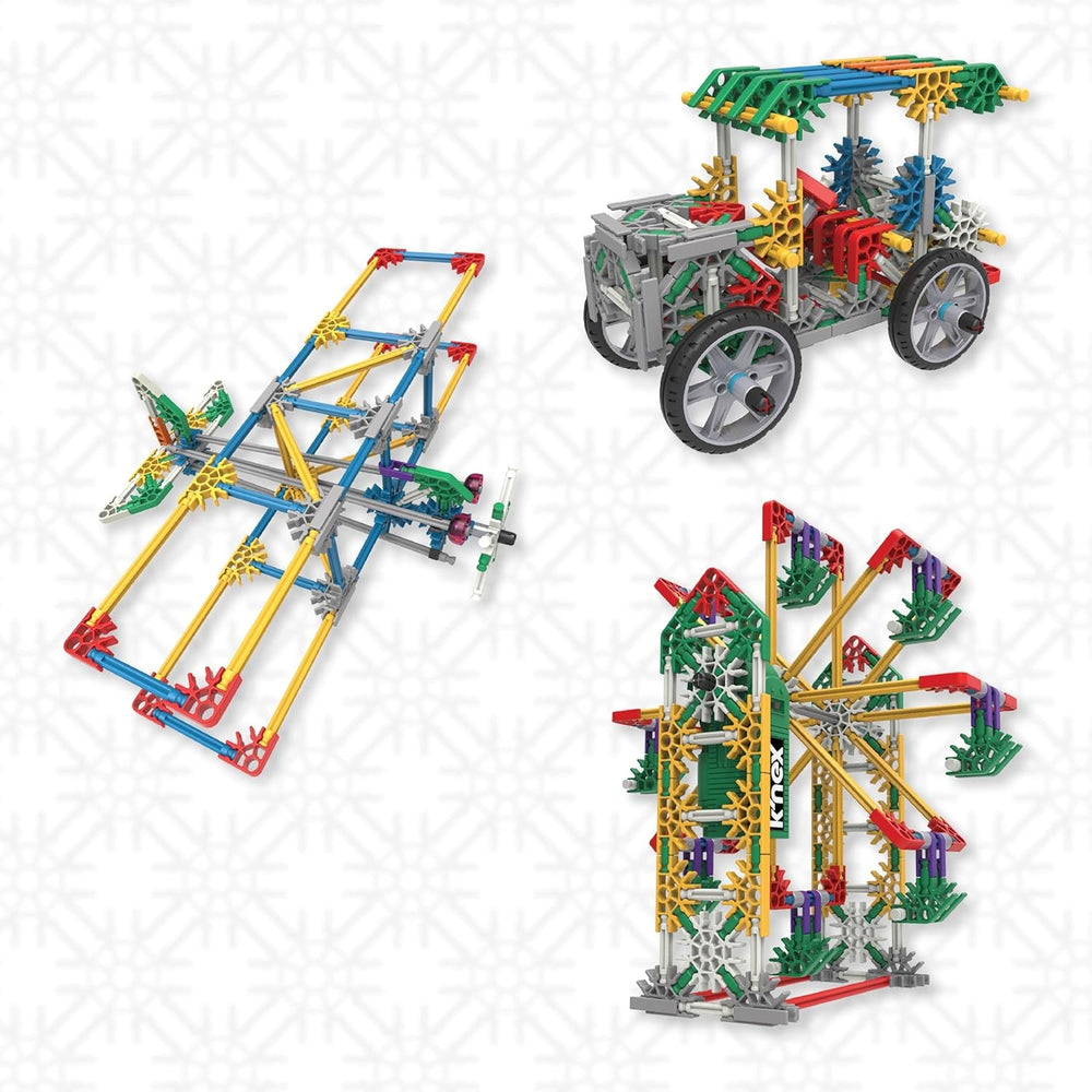 Basic Fun K'Nex Imagine Power and Play Motorisiertes Bauset, Lernspielzeug für Kinder, 529-teiliges STEM-Lernset, Ingenieurwesen für Kinder