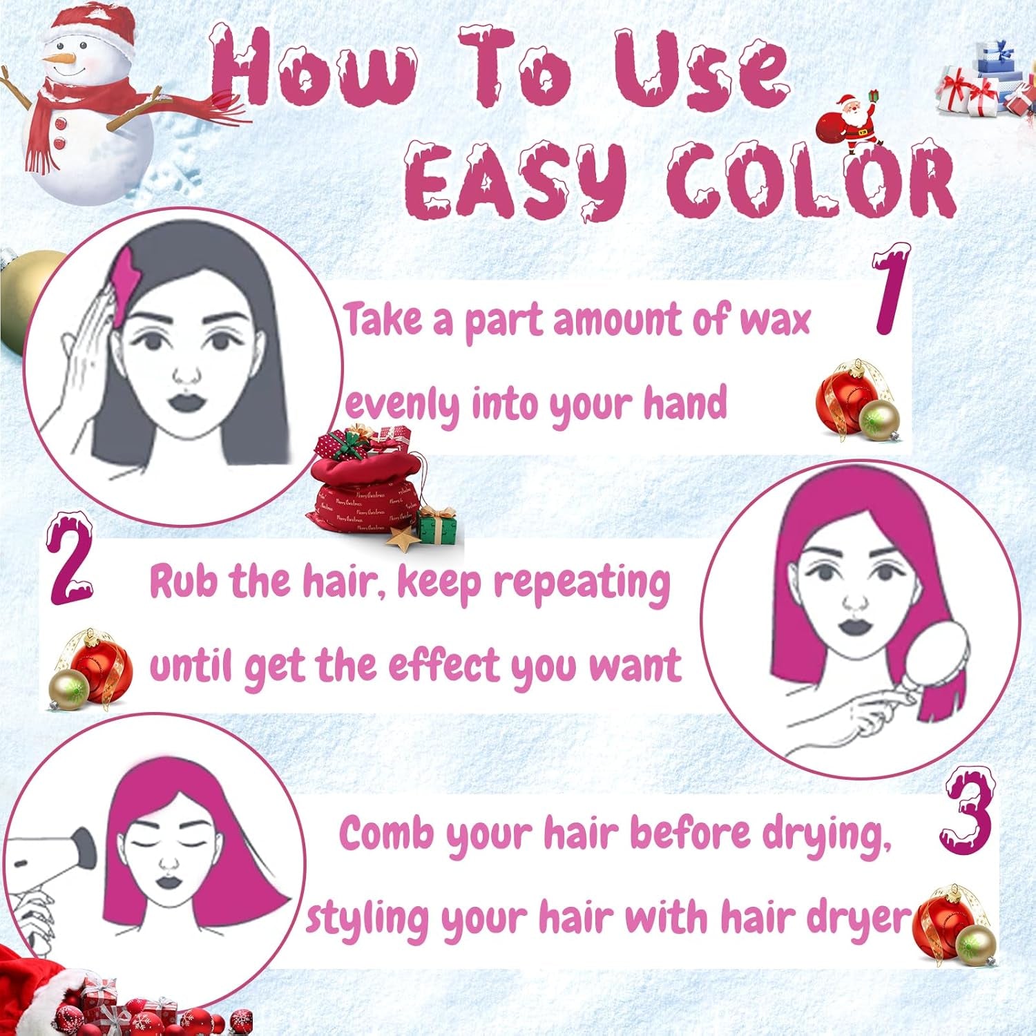 Teinture capillaire temporaire rose lavable Couleur de cire temporaire pour cheveux Coiffure naturelle Pommade Teinture capillaire lavable pour hommes femmes Fête Cosplay Halloween Noël Coloration capillaire Naty Shop