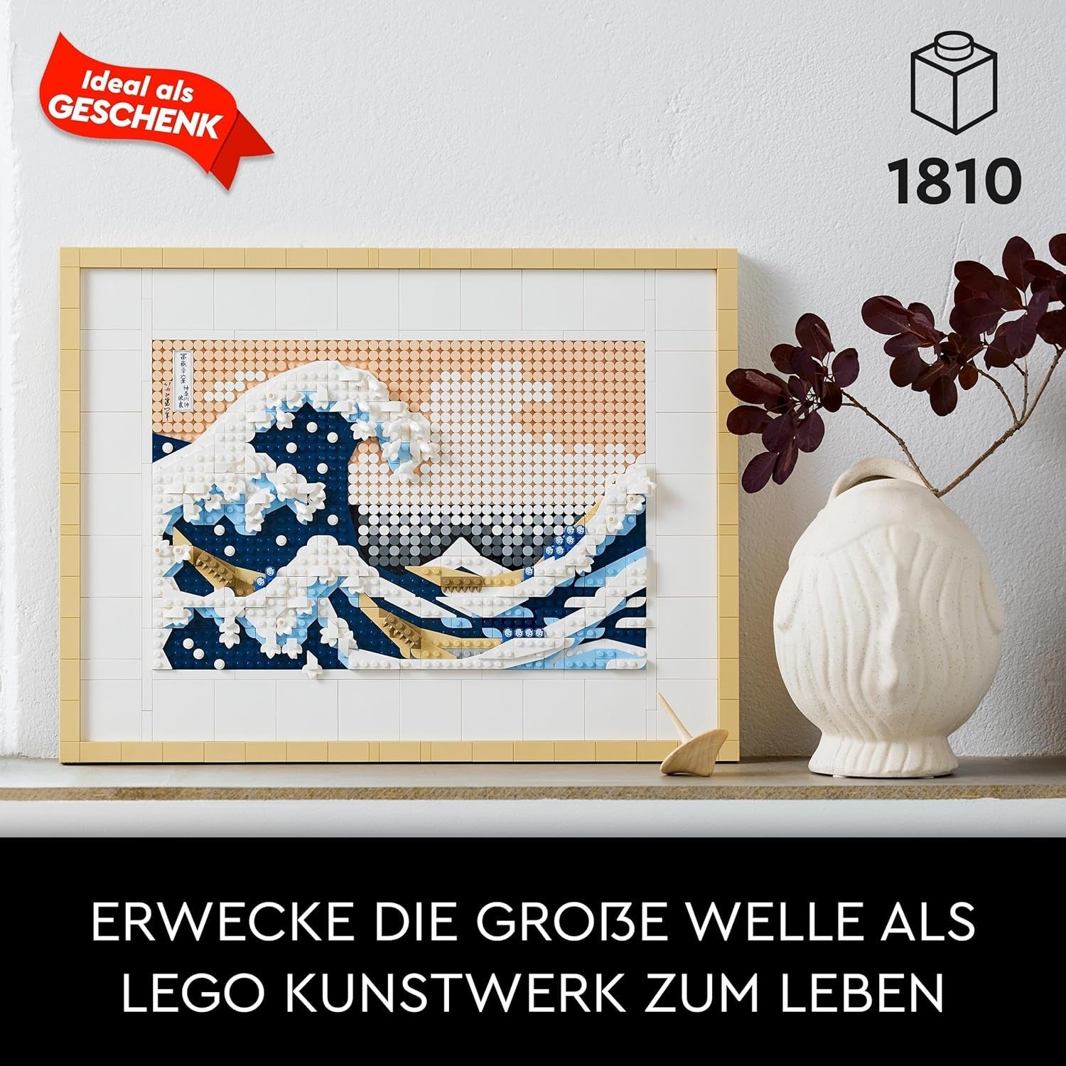 LEGO 31208 Art Hokusai - Marele val, decorațiuni de perete japoneze 3D, set de artizanat, pânză de ocean încadrată, hobby-uri pentru adulți, DYI, decorațiuni pentru casă și birou Seturi de constructie Besuche den LEGO-Store