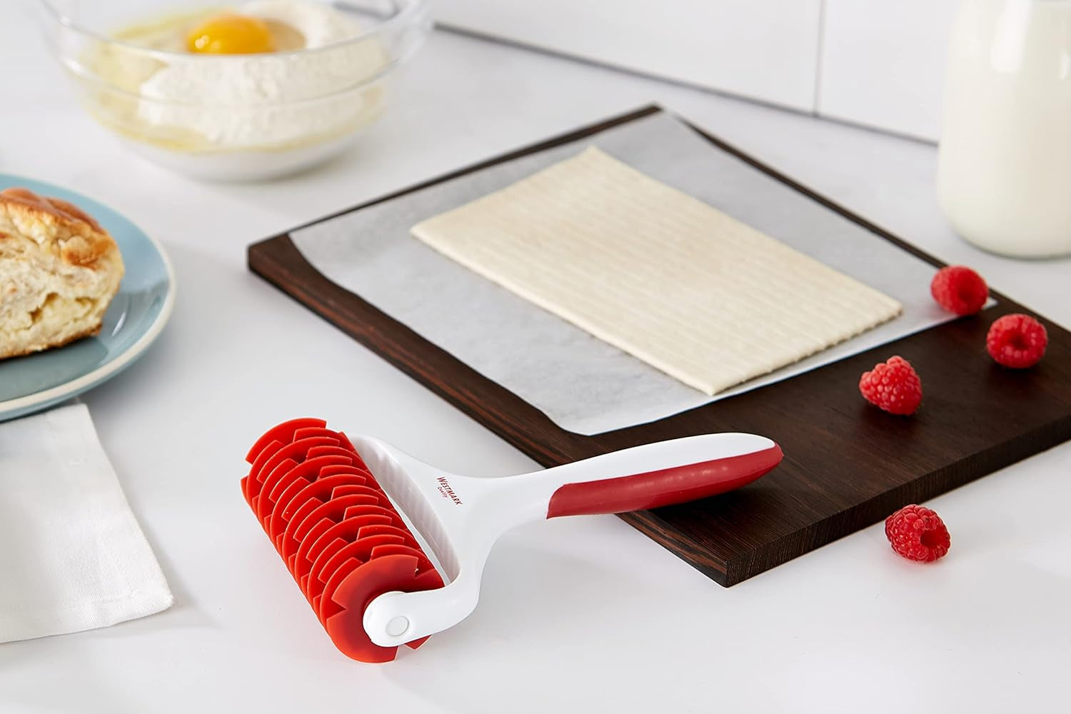 Rouleau Westmark avec filet, longueur : 19,5 cm, plastique, blanc/rouge, 32182270