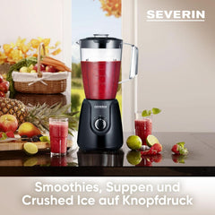 SEVERIN Batteur sur socle avec 1,5 L Mixbehälter Aus Tritan, Mixer Mit 2 Stufen Und Pulse-Funktion, Leistungsstarker Küchenmixer Mit Edelstahlmesser, 600 W, Schwarz, SM 3707 Kitchen Naty Shop