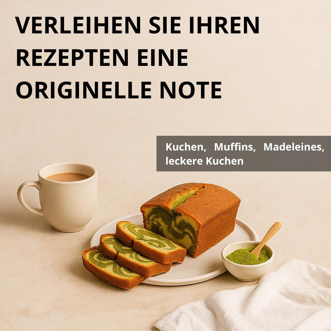 | Matcha bio en poudre 100 g | Thé vert Matcha en poudre de qualité cérémonielle | 100% naturel et qualité premium | Thé détoxifiant | Compatible avec le set Matcha, la tige, le bol et le verre.